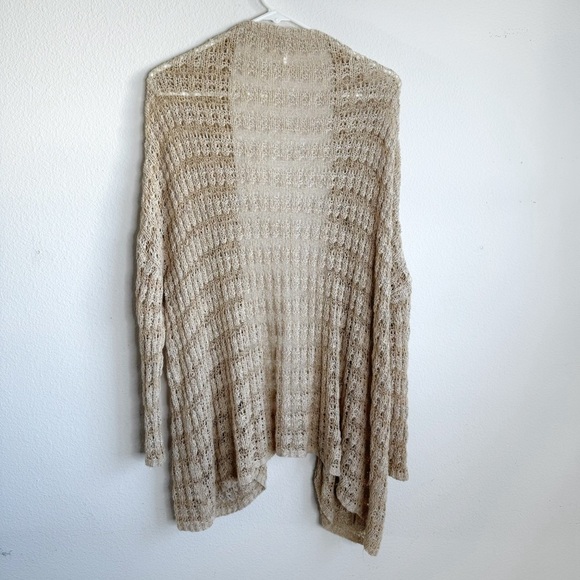 Free People last night striped beige open knit boho cardigan size small - Picture 3 of 7